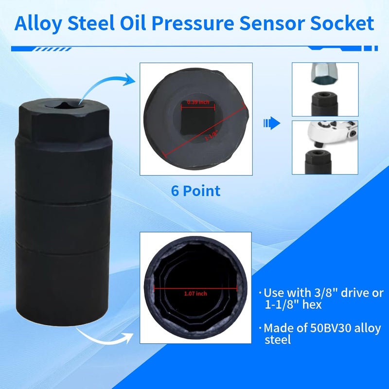 ZmingTek Oil Pressure Sensor Switch with Filter Socket Replacement for Chevy Chevrolet Silverado 1500 2500 3500 Express Avalanche Camaro Tahoe Colorado Cruze Equinox Suburban GMC (12673134 (2009-2020)) - Image 3